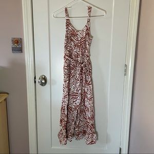 Japna orange print midi belted dress XS